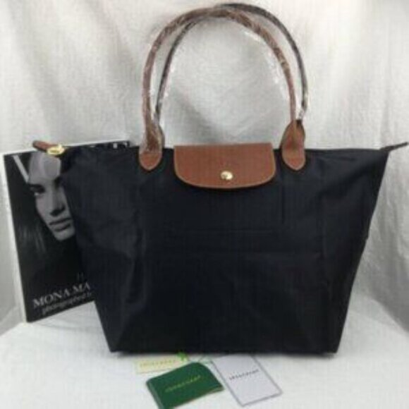 NWT Longchamp Original Series Black Medium Tote Women's Canvas Handbags M - Picture 1 of 6